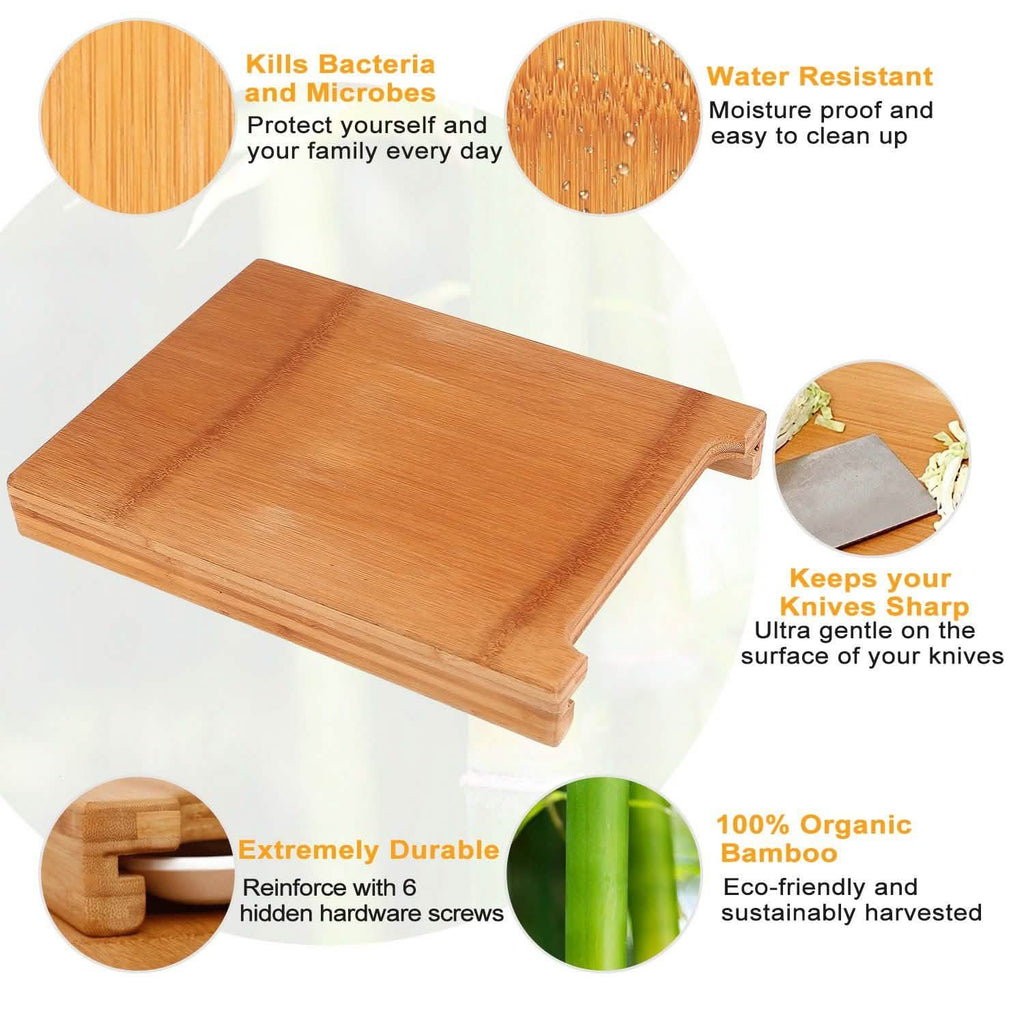 Bamboo Cutting Board with Sliding Draw Tray