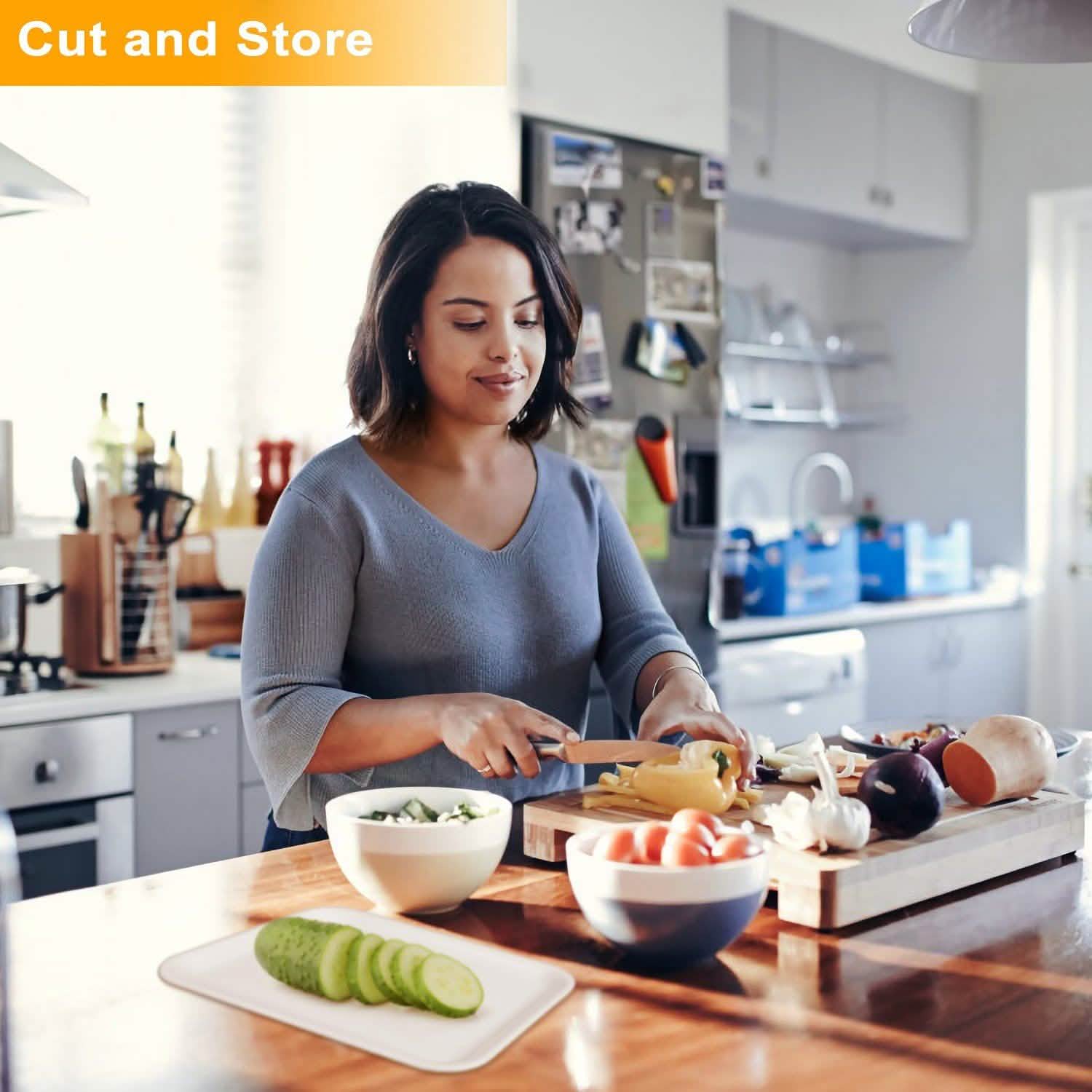 Bamboo Cutting Board with Sliding Draw Tray