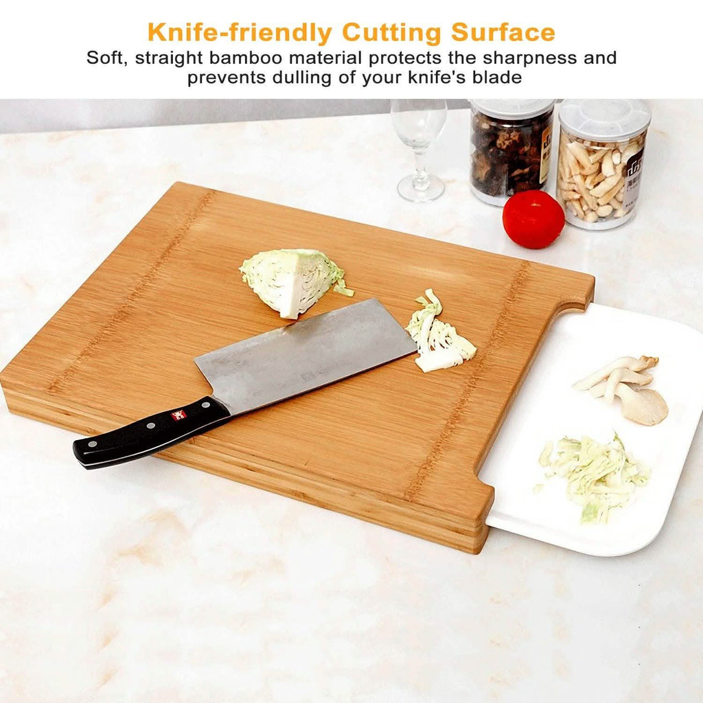 Bamboo Cutting Board with Sliding Draw Tray