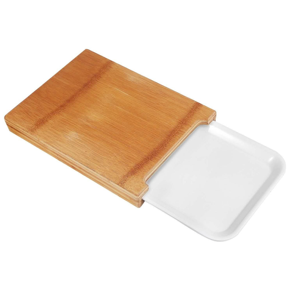 Bamboo Cutting Board with Sliding Draw Tray