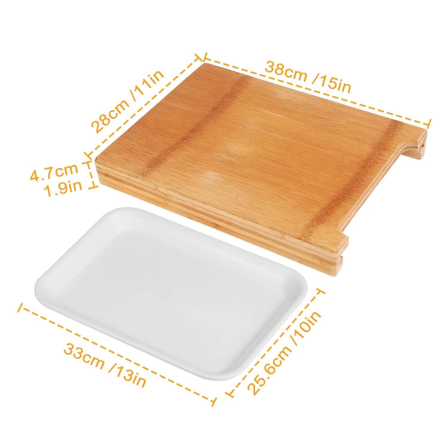Bamboo Cutting Board with Sliding Draw Tray