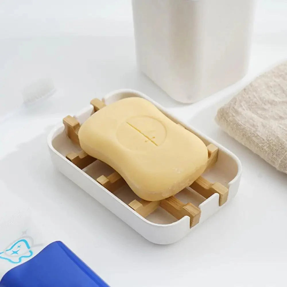 Bamboo Fiber Shower Soap Holder Draining Box Kitchen Storage Rack Bathroom Soap Case Supplies Portable Bar Soap Box Container Bamboo Self-Draining Soap Box And Soap Saver Pouch Soap Holder for Shower Bathroom Kitchen Bathtub Bar Sink White and Black