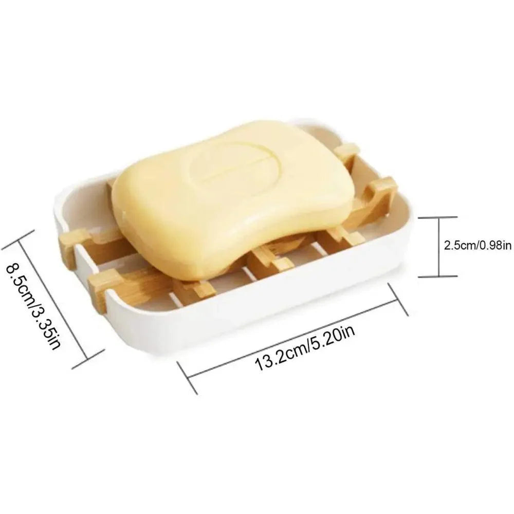 Bamboo Fiber Shower Soap Holder Draining Box Kitchen Storage Rack Bathroom Soap Case Supplies Portable Bar Soap Box Container Bamboo Self-Draining Soap Box And Soap Saver Pouch Soap Holder for Shower Bathroom Kitchen Bathtub Bar Sink White and Black