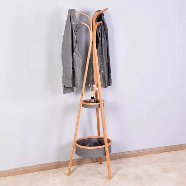 Bamboo Hanger with Storage Rack Living Room Bedroom