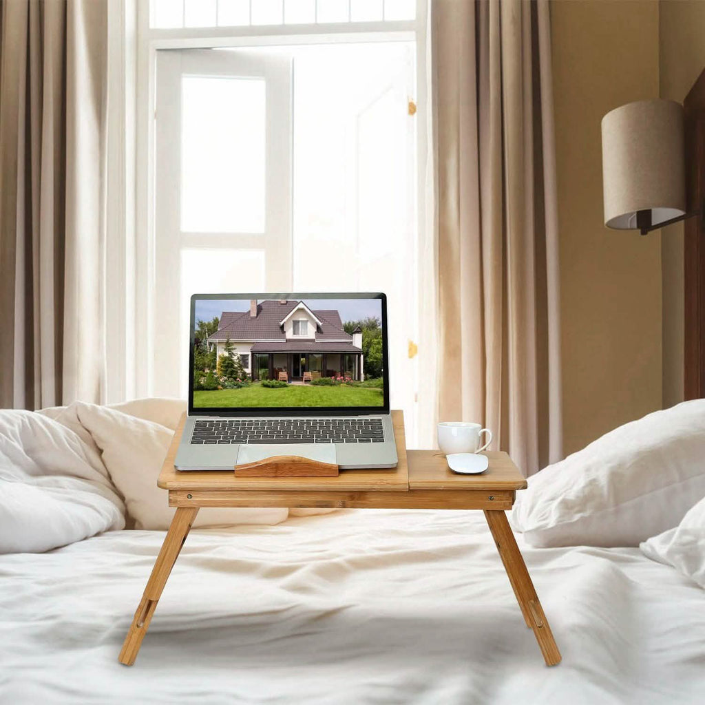 Bamboo Laptop Desk with Side Storage Drawer