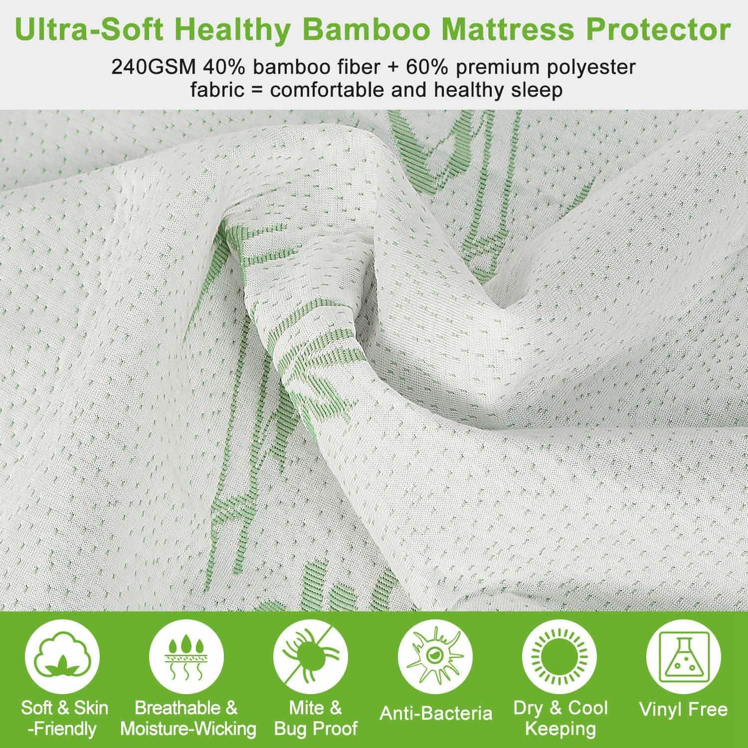 Bamboo Mattress Protector Hypoallergenic Waterproof Mattress Pad Cover