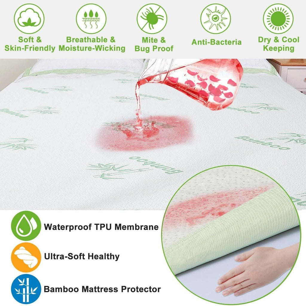 Bamboo Mattress Protector Hypoallergenic Waterproof Mattress Pad Cover