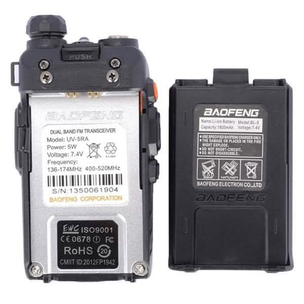 Baofeng UV-5RA V/UHF 136-174/400-520MHz Dual-Band Two-way Radio Walkie Talkies