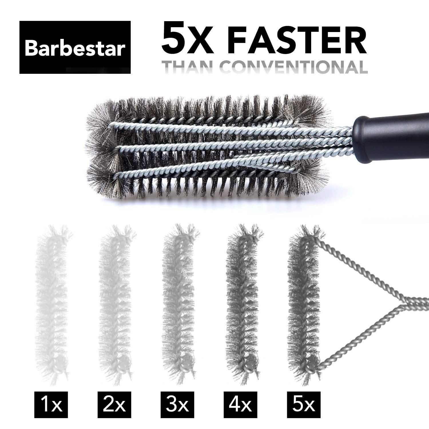 Barbestar 18" 3 in 1 Safe Barbecue Grill Brush Wire Bristles