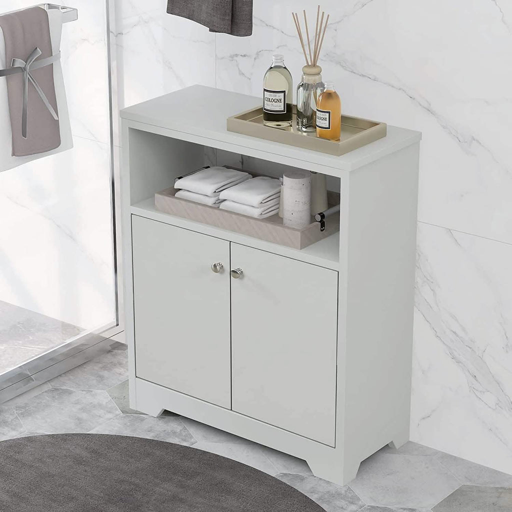 Bathroom Storage Cabinet with Two Doors and Adjustable Shelves