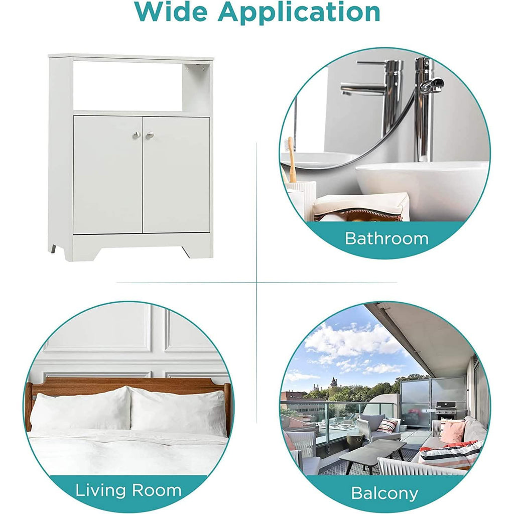 Bathroom Storage Cabinet with Two Doors and Adjustable Shelves