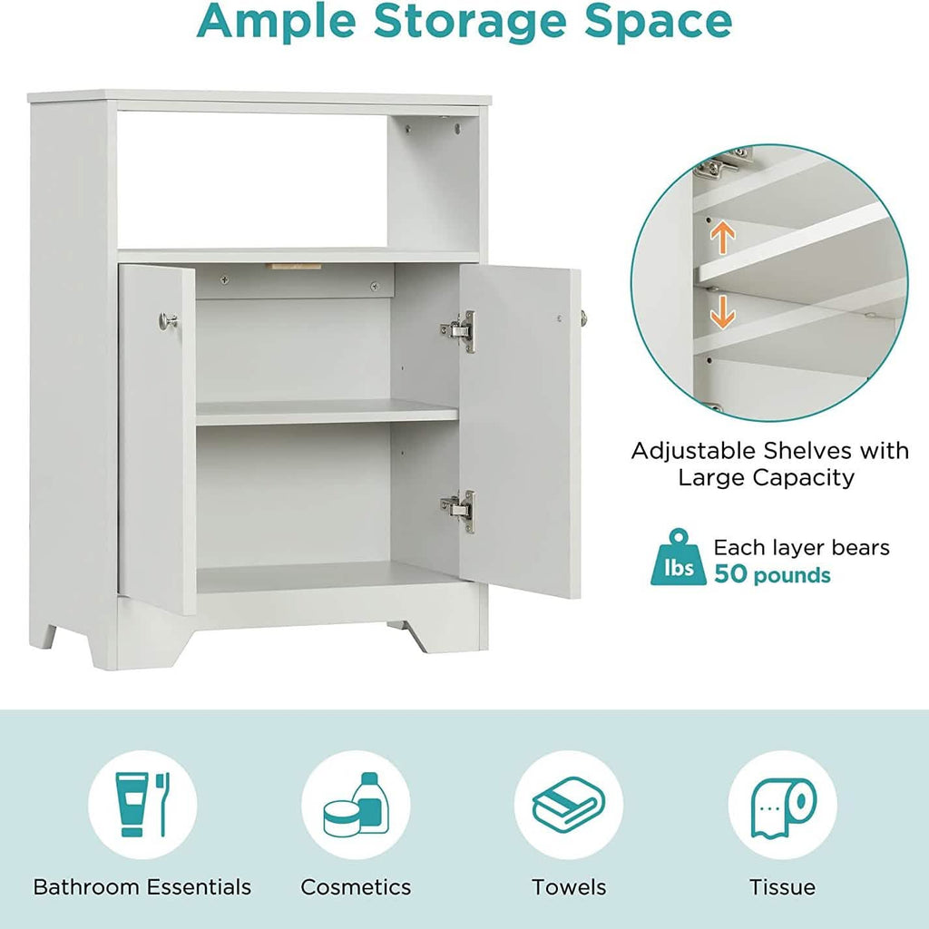 Bathroom Storage Cabinet with Two Doors and Adjustable Shelves