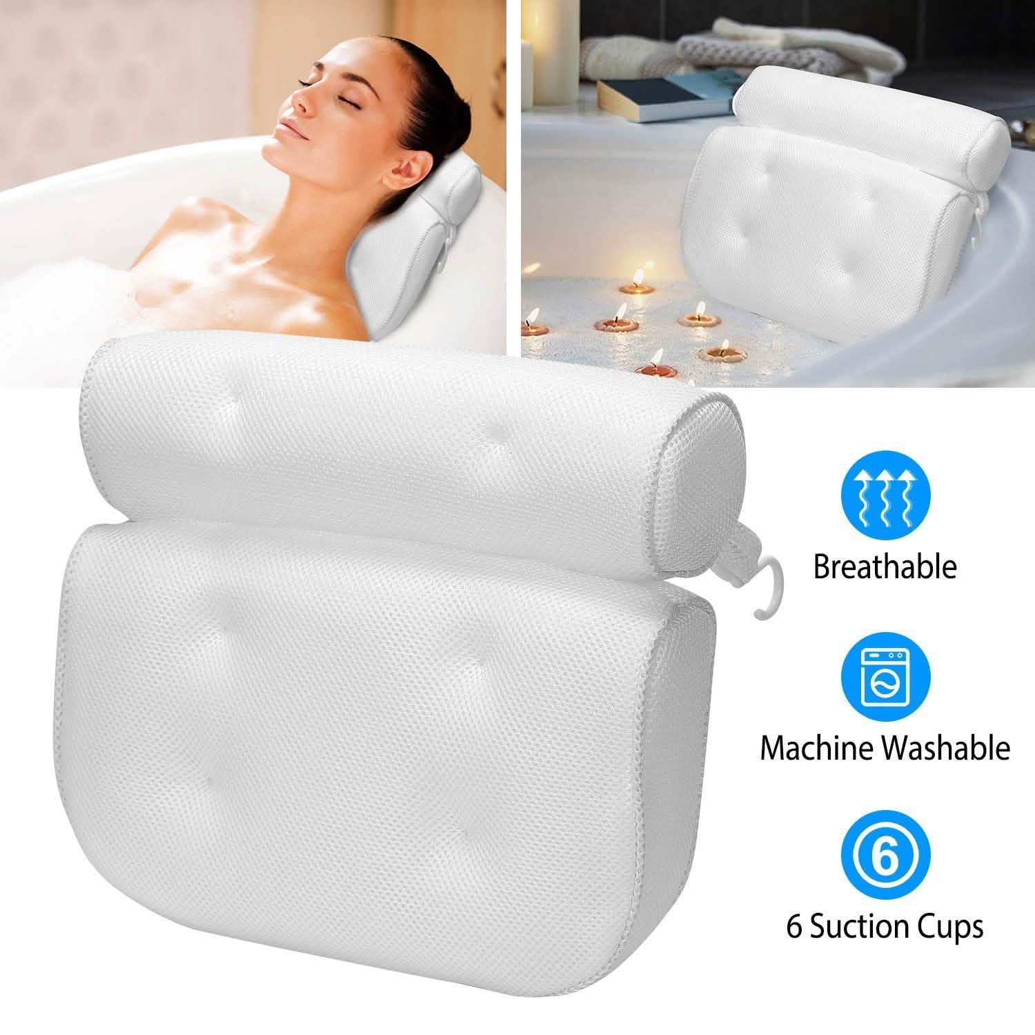 Bathtub Pillow Suction Cup Bath Pillow Air Mesh