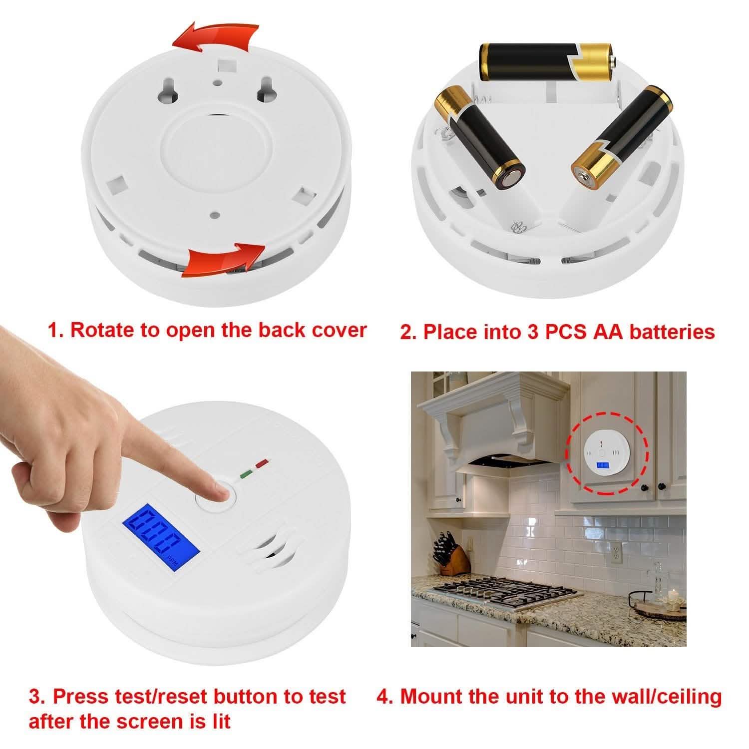 Battery Operated Carbon Monoxide Sensor Alarm