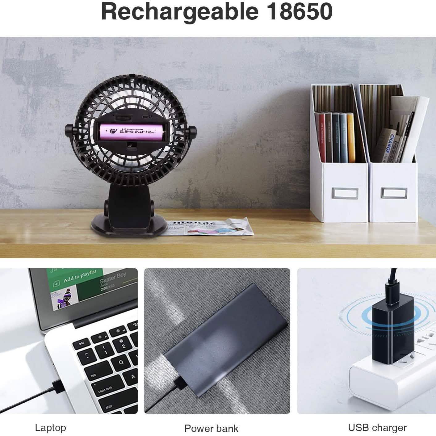 Battery Operated Clip on Mini Desk Fan