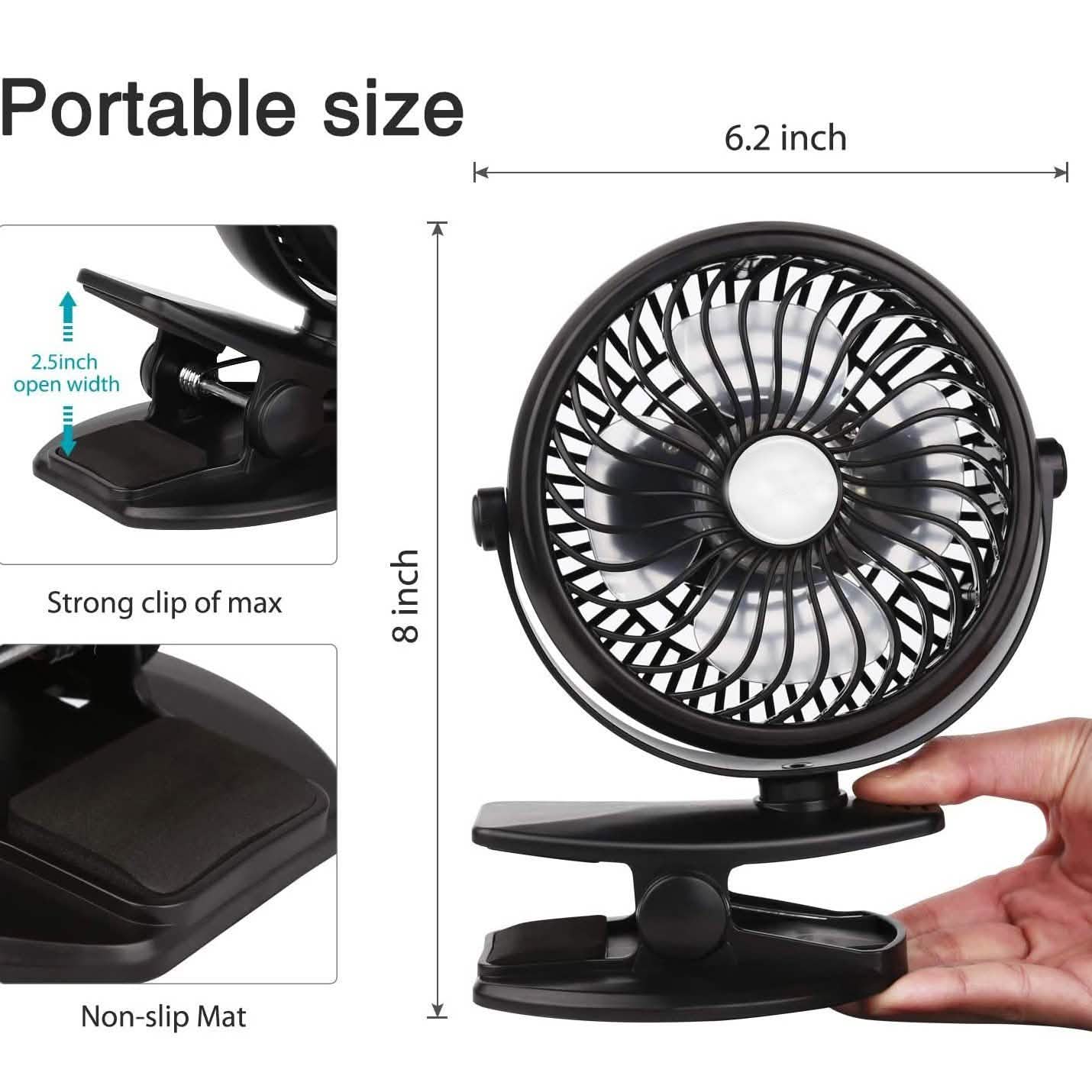 Battery Operated Clip on Mini Desk Fan
