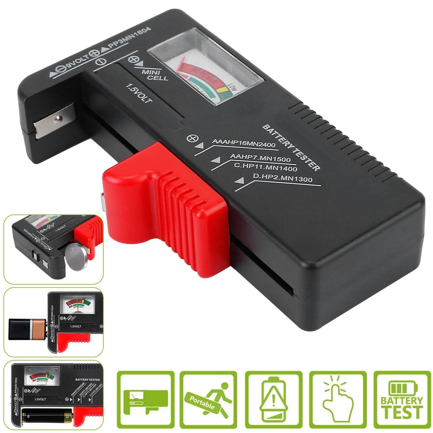 Battery Tester Checker Universal For AA AAA C D 9V 1.5V Button Cell Battery