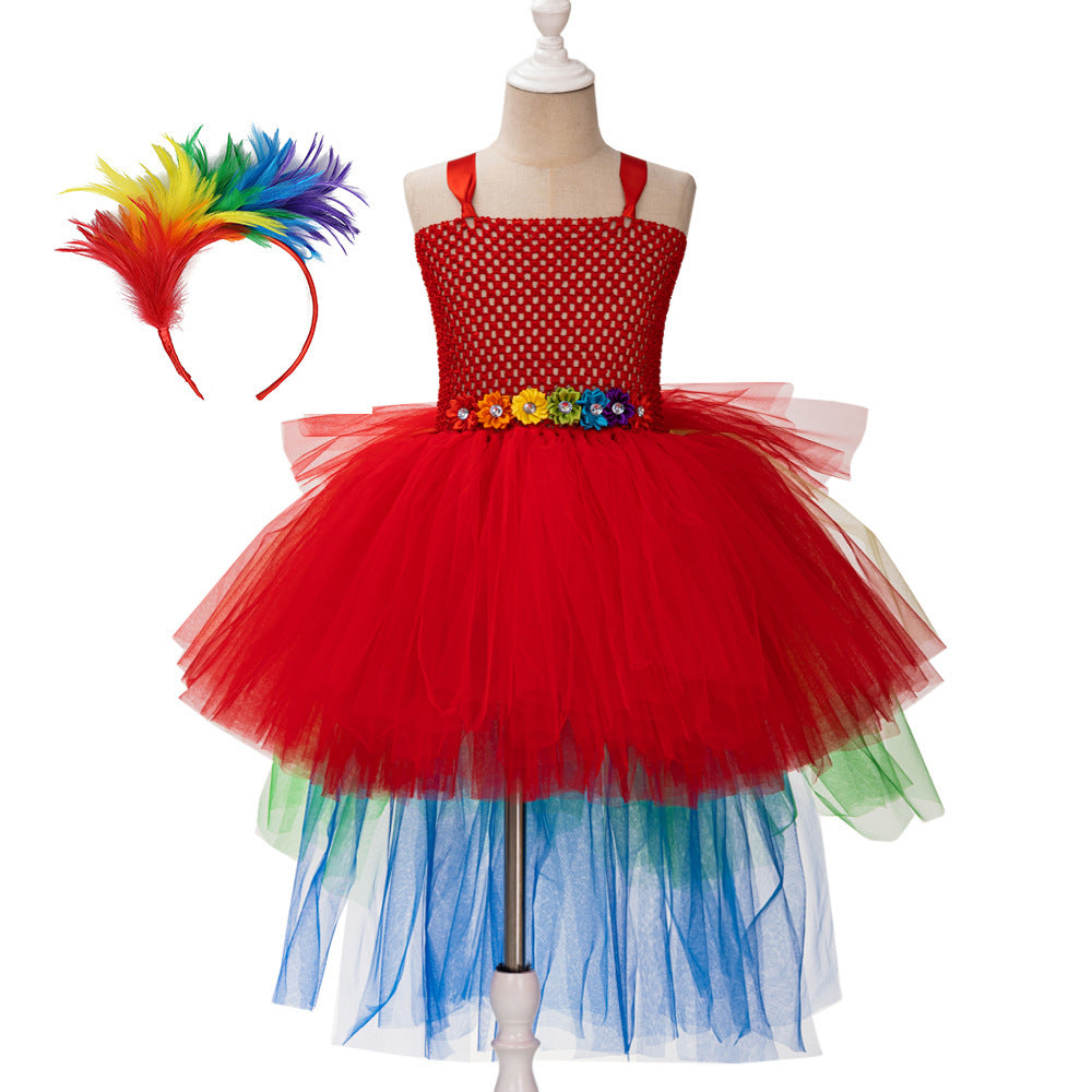 Children's Trailing Parrot Dress Birthday Dress Catwalk Ball