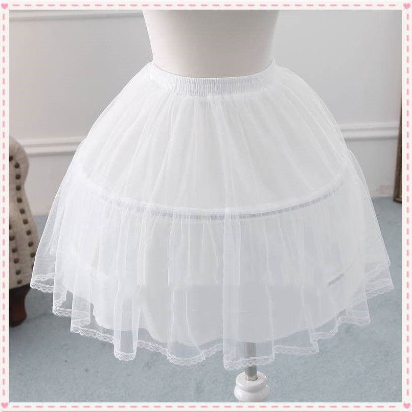 Black Lolita Petticoat Skirt | Kids 42cm Voluminous Tulle Underskirt for Dress-Up & Performance