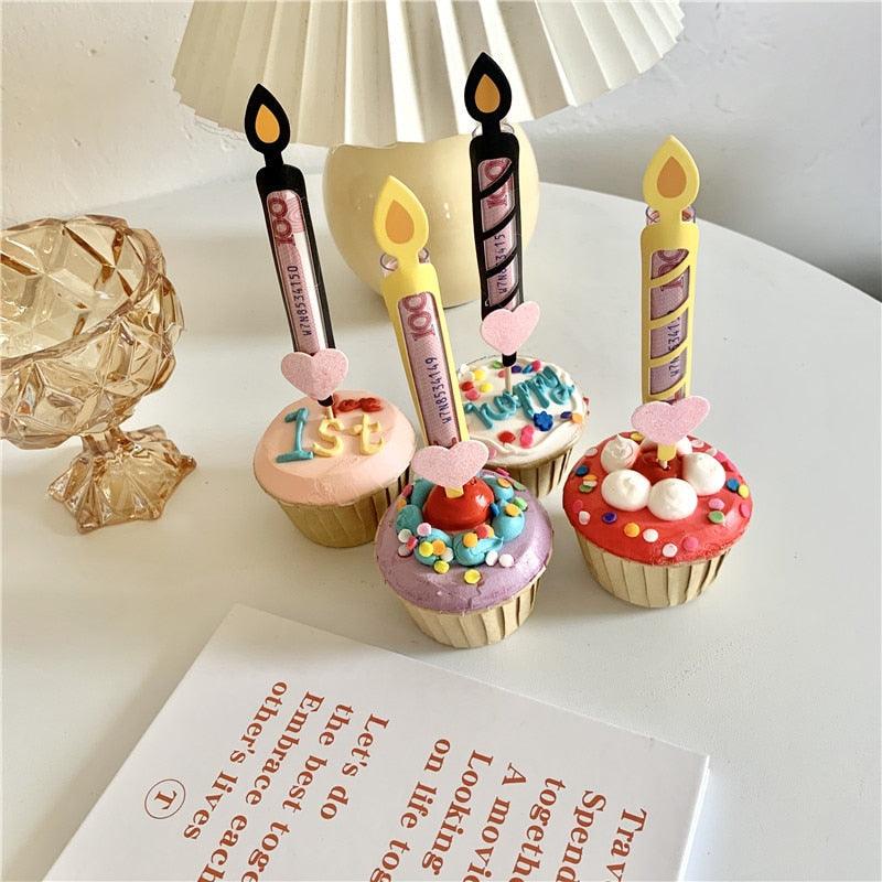 Bear Candle Birthday Cake Props Topper Card Cute Fantasy Cup Dessert Smiley  Love Bear  Table Dress Up Cake Props Party Cake Decor Supplies Toppers Birthday Cupcake Topper Various Cake Decorations for Birthday Party Photo Prop