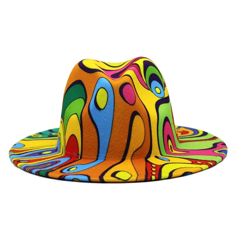 Beautiful Two Tone Luxury Fedora Hat Men's and Women's Hat Unique Retro Design Men's Fedoras Hat Colorful Fedoras Jazz Cap Elegant Soft Hat Wide Brim Party Hats 56-58CM