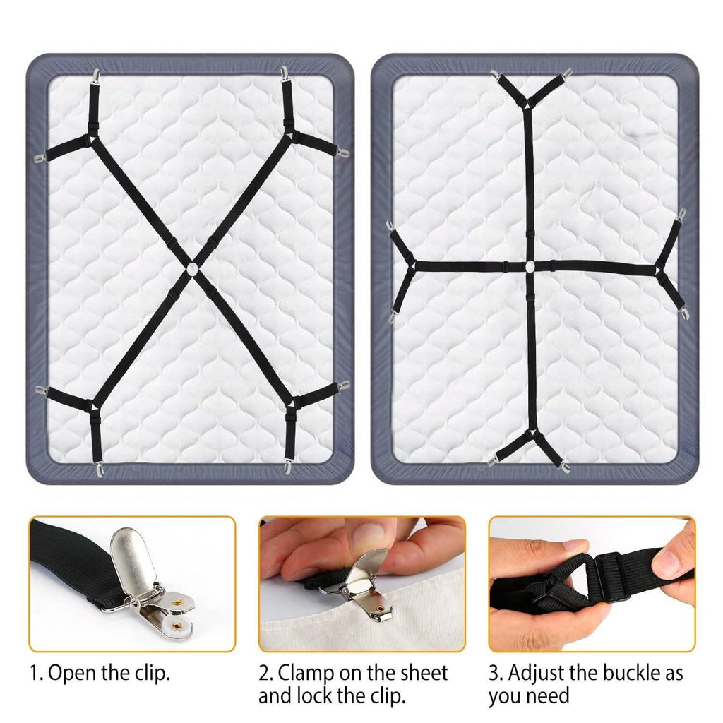 Bed Sheet Fasteners Adjustable Crisscross Elastic Sheet Suspenders