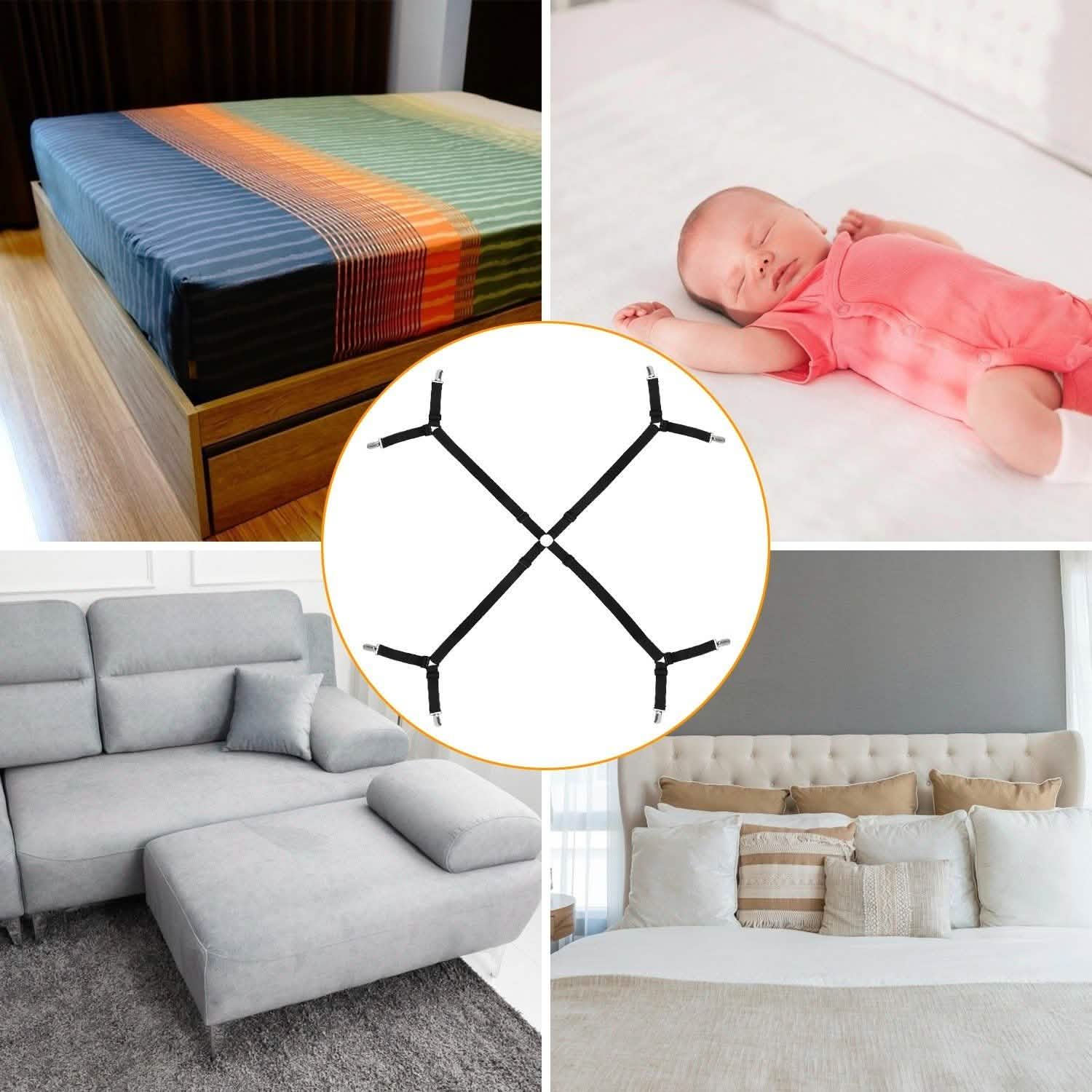 Bed Sheet Fasteners Adjustable Crisscross Elastic Sheet Suspenders