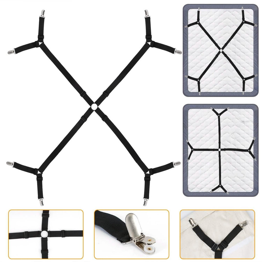 Bed Sheet Fasteners Adjustable Crisscross Elastic Sheet Suspenders