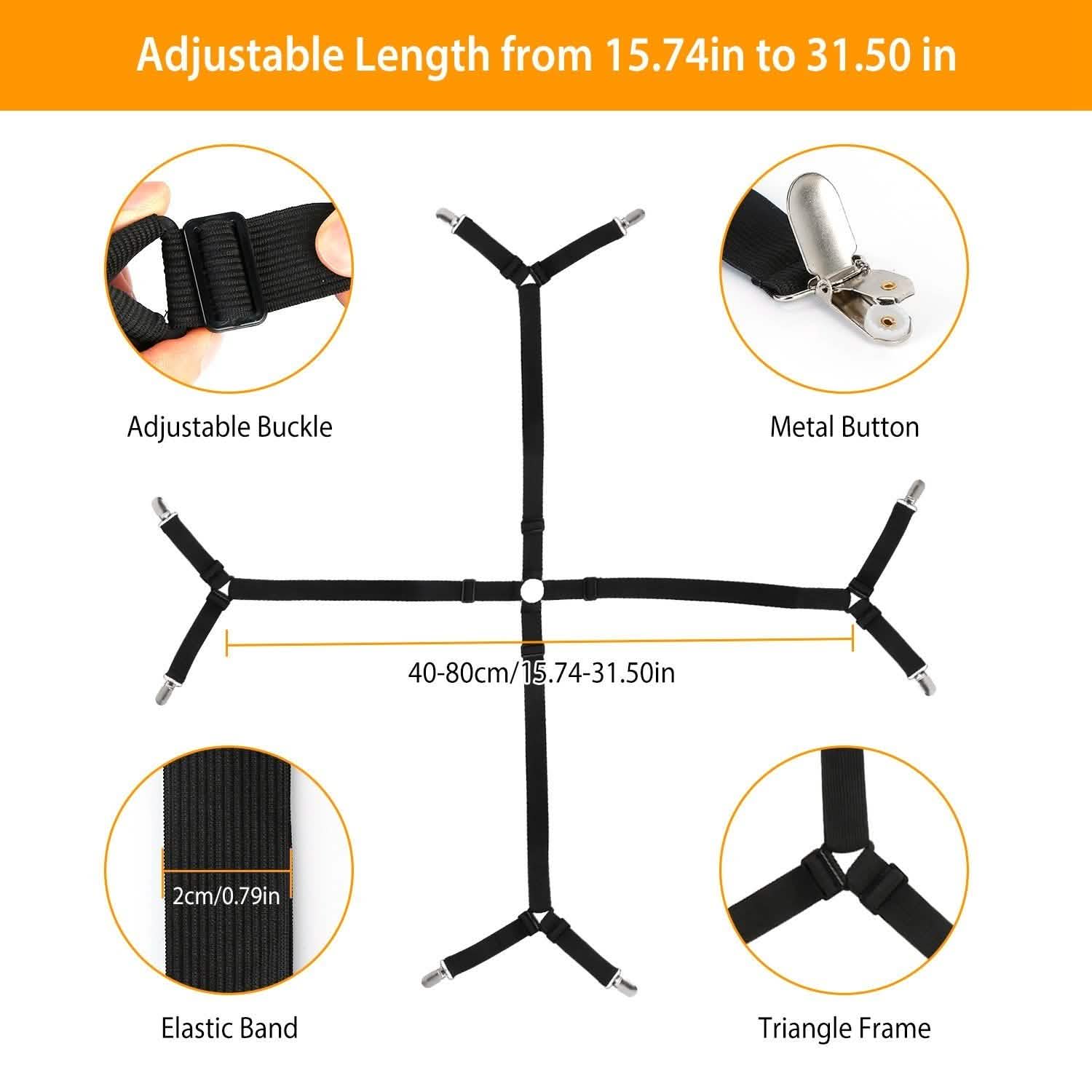 Bed Sheet Fasteners Adjustable Crisscross Elastic Sheet Suspenders