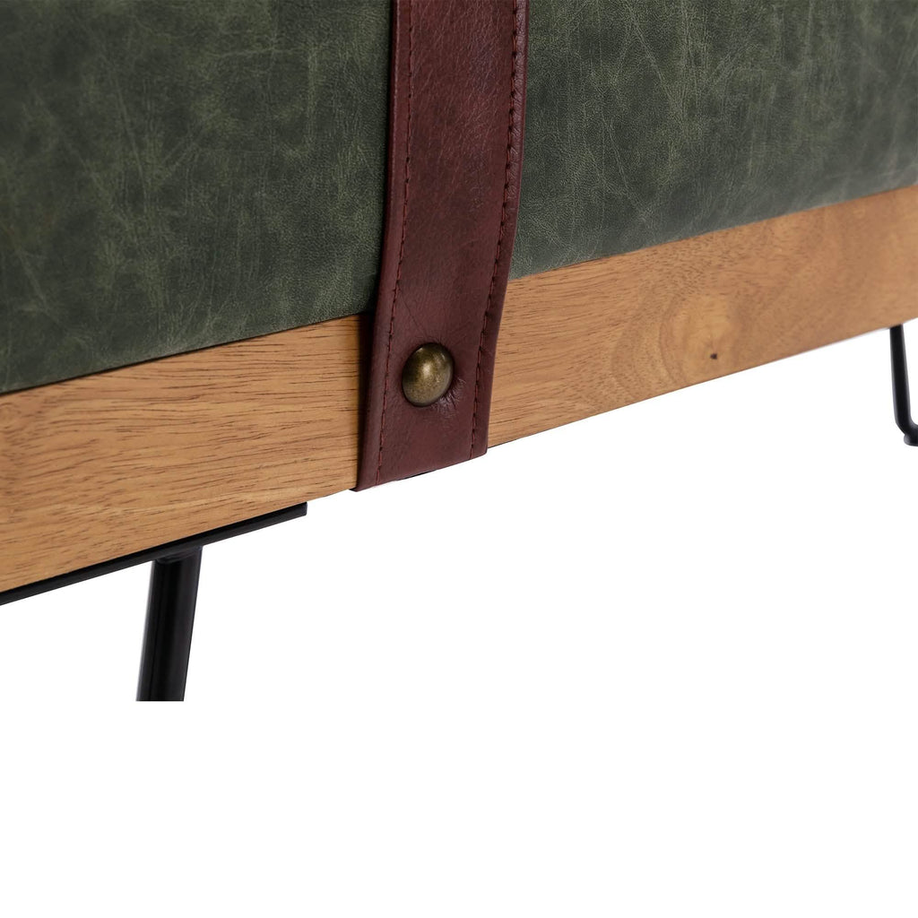 Bench for Bedroom Entryway Linen Ottoman Fabric Upholstered with Soft Cushion and Solid Wood Frame
