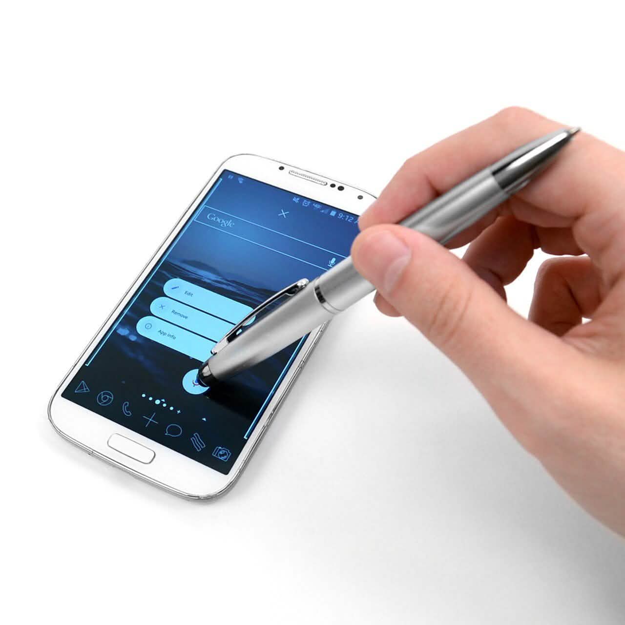 Bi-Fold Men's Leather Wallet and Pen Set with Touch Screen Stylus Tip
