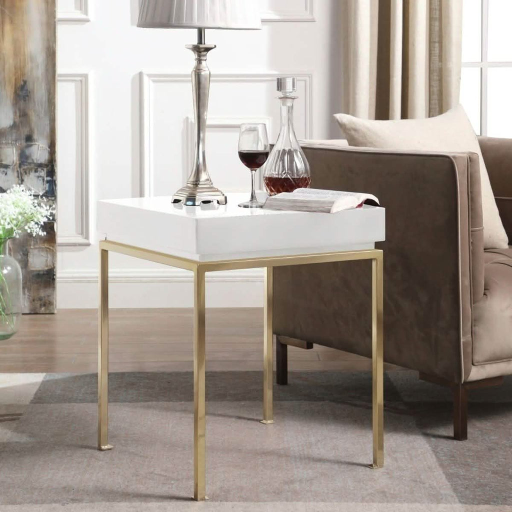 Bianca Nightstand Side Table Square Frame High Sheen Lacquer