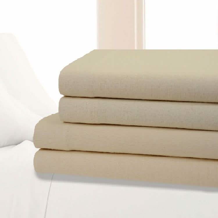 Bibb Home 100% Cotton Solid Flannel Deep Pocket Sheet Set