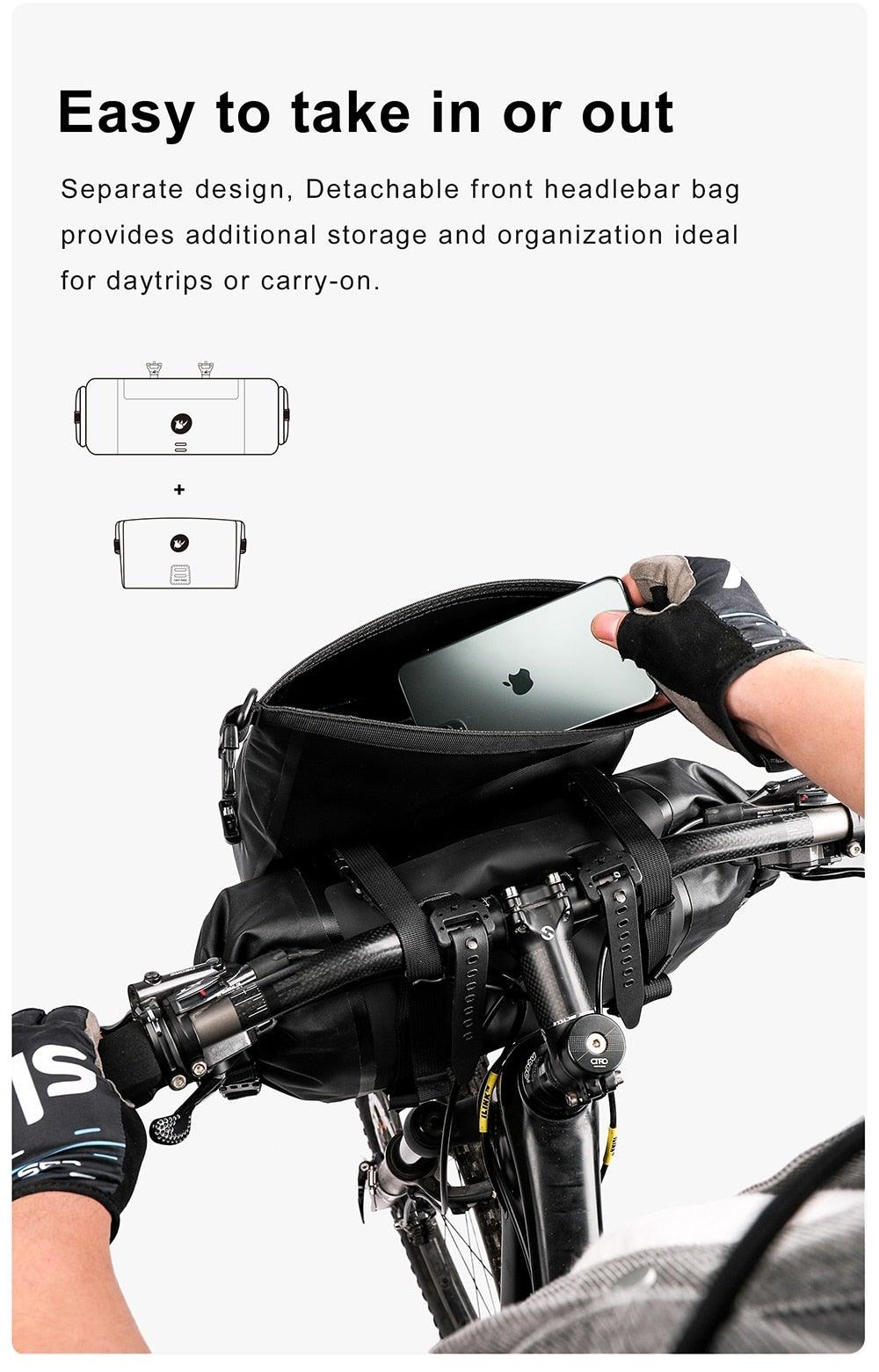 Bicycle Bag Waterproof Big Capacity Handlebar Bag 2 Piece Front Tube Cycling Bag  Bike Accessories Bike Bag Waterproof Bike Handlebar Bag Bicycle For Sport Bicycle Cycling Accessories