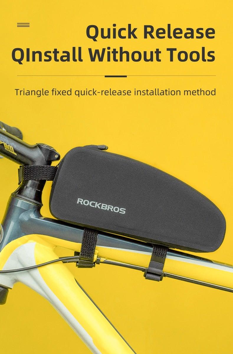 Bicycle Bag Waterproof Cycling Top Front Tube Frame Bag Large Capacity Road Bicycle Black Bike Accessories Top Tube Bike Bag Waterproof Bike Front Frame Bike Bag Bicycle Top Tube Bag Cycling Accessories
