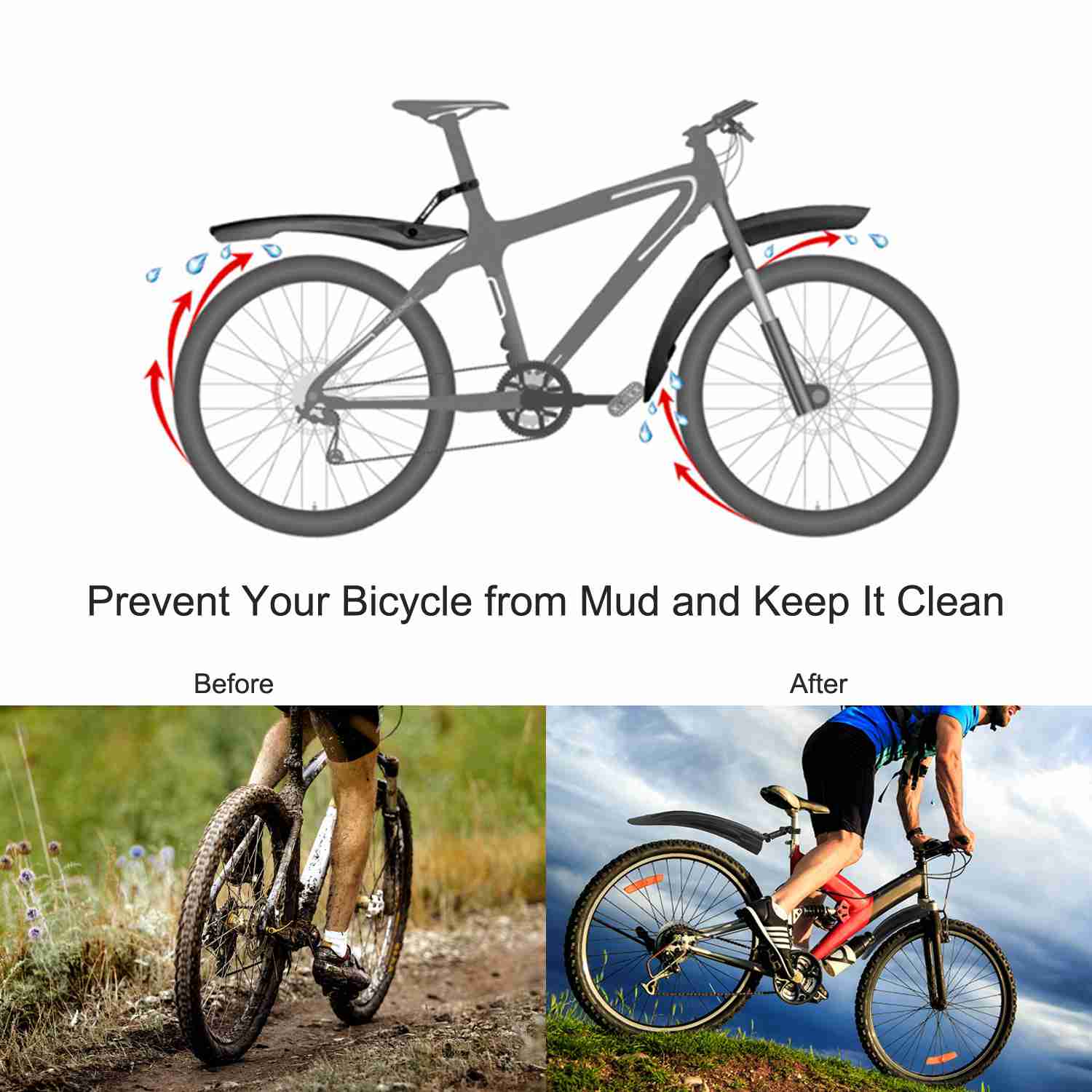 Bicycle Fender Set Adjustable Mudguards