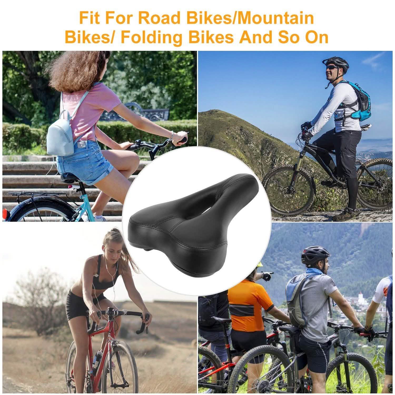 Bicycle Padded Saddle Wear Resistant Hollow Leather Seat Cushion