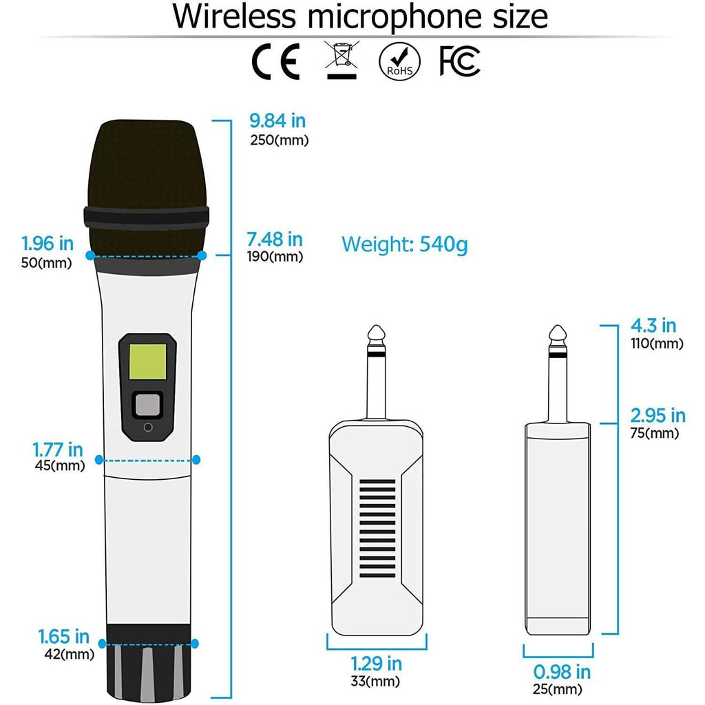 Bietrun Wireless UHF Metal Dual Handheld Dynamic Mic Karaoke System