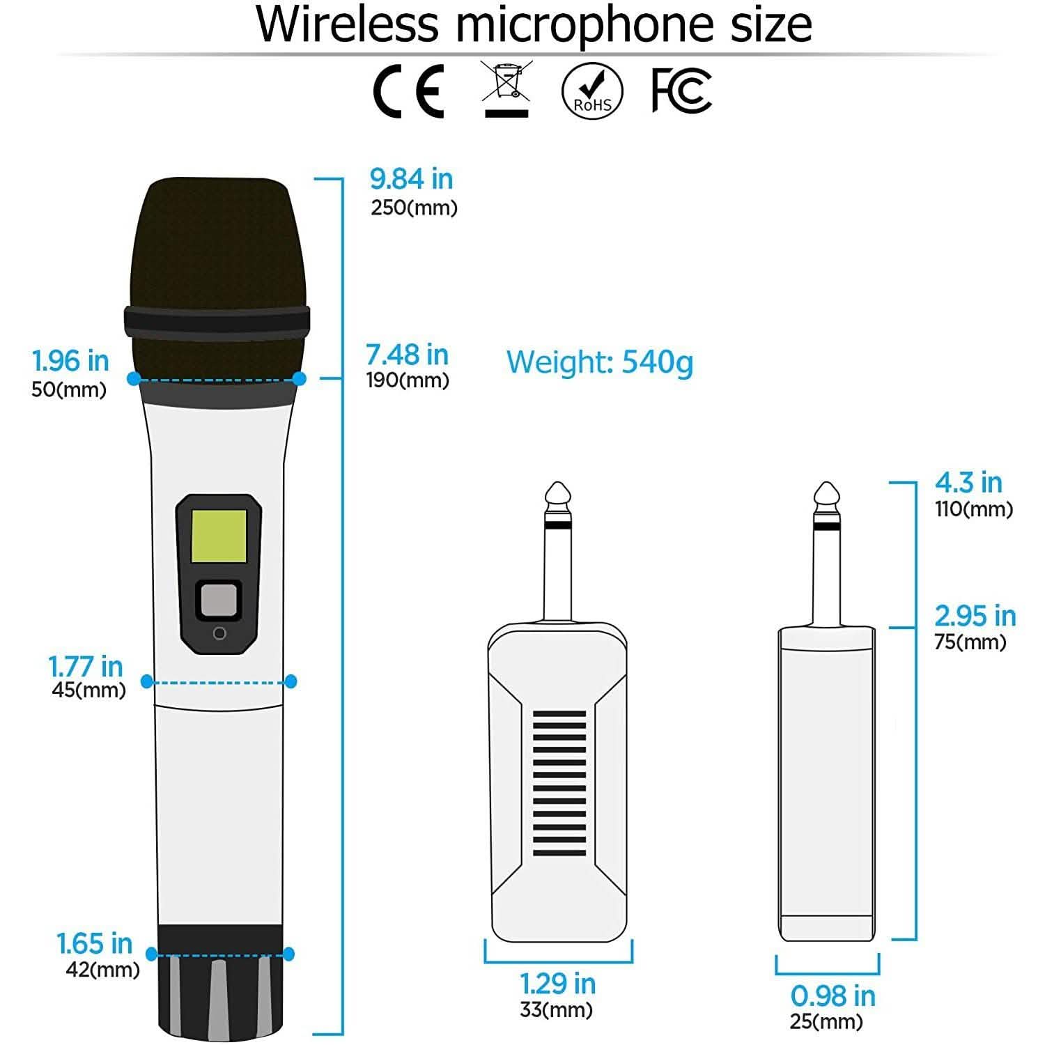 Bietrun Wireless UHF Metal Dual Handheld Dynamic Mic Karaoke System