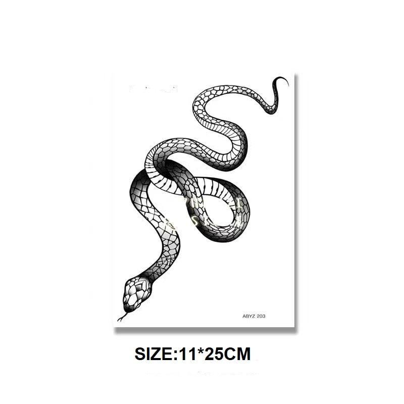 Big Size Black Snake Temporary Tattoo Stickers Body Waist Waterproof Realistic Dark Tattoo For Womens