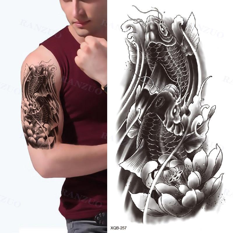 Big Tiger Lion Waterproof Temporary Sticker Tattoo Arm Legs Fake Tattoo Stickers For Adults Realistic Luxury Design For Mens Womens