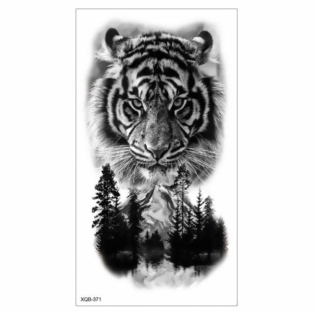 Big Tiger Lion Waterproof Temporary Sticker Tattoo Arm Legs Fake Tattoo Stickers For Adults Realistic Luxury Design For Mens Womens