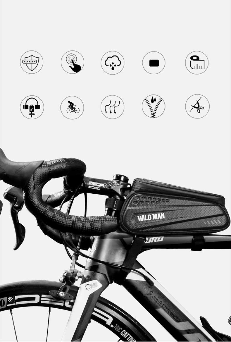 Bike Bag Frame Front Top Tube Waterproof Hard Shell Cycling Bag Touch Screen Phone Case Bicycle Accessories Bike Phone Mount Bag Cycling Waterproof Front Frame Top Tube Handlebar Bag With Touch Screen Holder Case