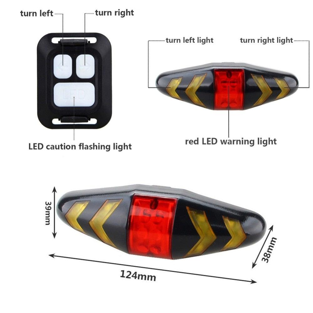 Bike Signal Wireless Remote Mountain Bike Cycling Lights Remote Control LED Warning Lamp Flashing Bike TailLight With Turn Signals Wireless Remote Control Ultra Bright LED Safety Warning Rear Lights