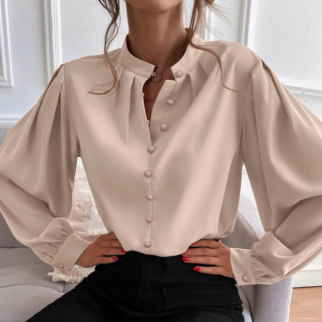 Bishop Sleeve Button Up Blouse