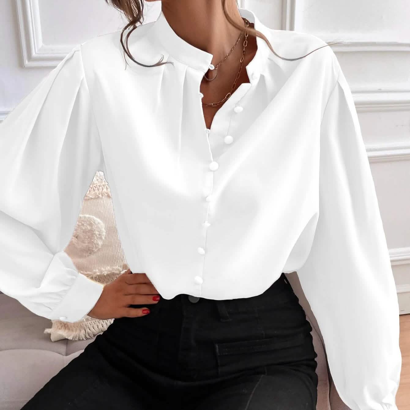 Bishop Sleeve Button Up Blouse