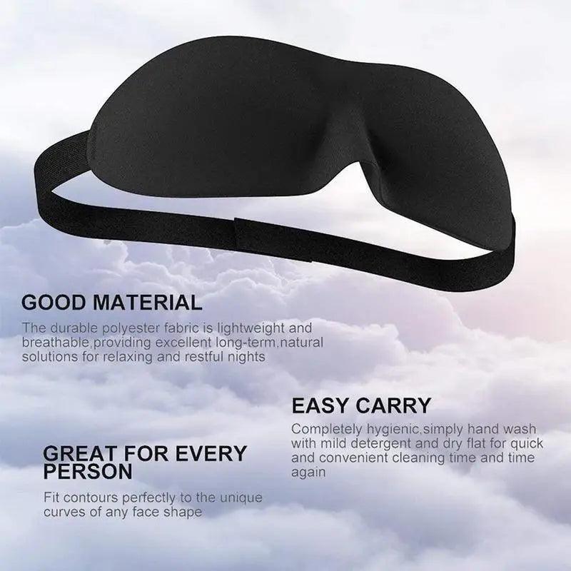 Black 3D Sleep Natural Sleeping Mask Eye Adjustable Strap Eye Mask Cover Portable Travel Blindfold Comfortable Mask For Sleeping