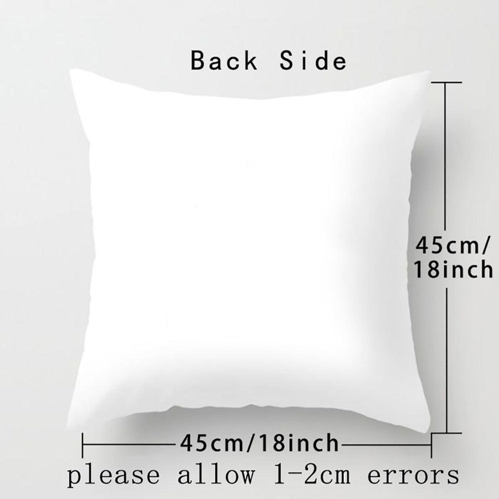 Black Alphabet Flower Print Pillow Cover White Polyester Modern Cushion Cover Decorative Pillowcase For Sofa Bed Chair Car Throw Pillow Covers Decorative Pillow Cases ABC Letter Cushion Covers Square Pillow Protectors Home Decor 45x45cm
