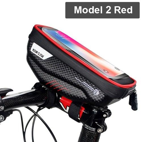 Black Bike Bag Frame Front Top Tube Cycling Bag Waterproof Phone Case Touchscreen Bag  Pack Bicycle Accessories Bike Bicycle Bag Waterproof Bike Phone Mount Bag Front Frame Top Tube Handlebar Bag Touch Screen Holder Case For Cell Phones 6.6in