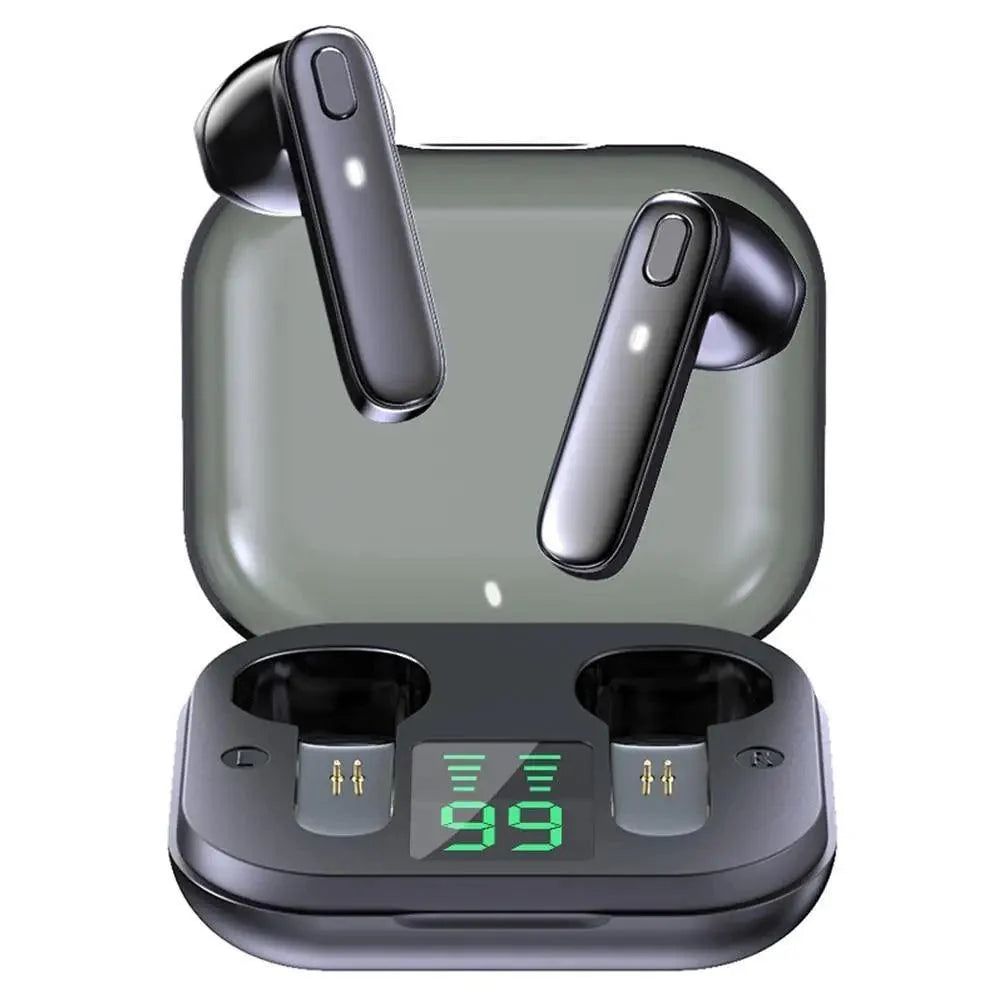 Black Bluetooth-Compatible Wireless Bass Ear Buds Stereo Headphone With Mic Touch Control Bluetooth Lightweight Earphones
